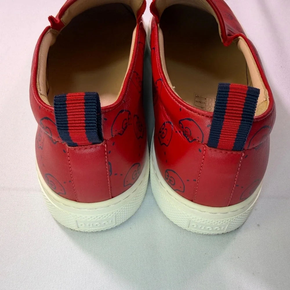 Gucci Ghost Ace Mens Red Leather GG Skull authenticity guarantee sneakers 407362